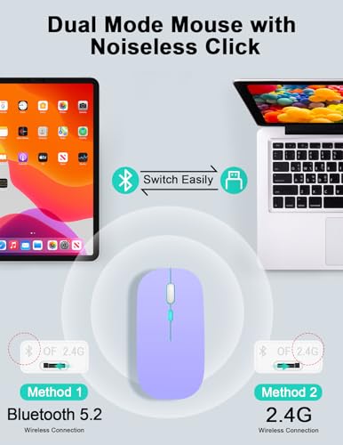 LAMA 7 Colors Backlit Bluetooth Keyboard and Mouse Combo for iPad Pro/Air/Mini, Ultra-Slim Rechargeable Wireless Keyboard and Mouse for iPhone 15/14/13 Pro/Samsung/PC/Laptop/iOS/Windows/Android,PL - color: Purple