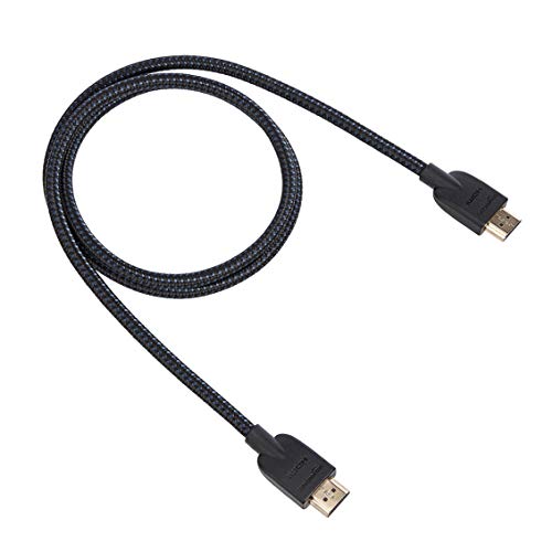 Amazon Basics Nylon-Braided HDMI 2.0 Cable, 3ft, 4K@60Hz, 18Gbps, 2160p, 48 bit, Compatible with TV/PS5/Xbox/Roku/Blu-ray, Black & Blue - color: Black, size: 3 Feet (Pack of 1)