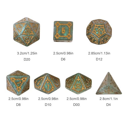 cusdie 7 Pcs 25mm Giant DND Dice with Dragon Eye Dice Bag, Polyhedral Dice Set, D&D Dice for Pathfinder RPG(Gray Green) - color: Light Green