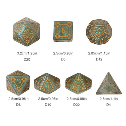 cusdie 7 Pcs 25mm Giant DND Dice with Dragon Eye Dice Bag, Polyhedral Dice Set, D&D Dice for Pathfinder RPG(Gray Green) - color: Light Green