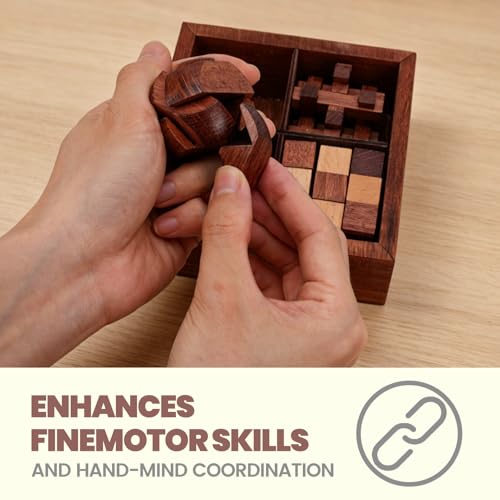 Wooden Brain Teaser Puzzles for Adults Teens - Brain Teaser Puzzles with Wooden Box 3D Puzzle Game Toys for Adults Teens - Unlock Interlocking Wooden Puzzle Adults Teens IQ Education Smart Toys - color: Style B