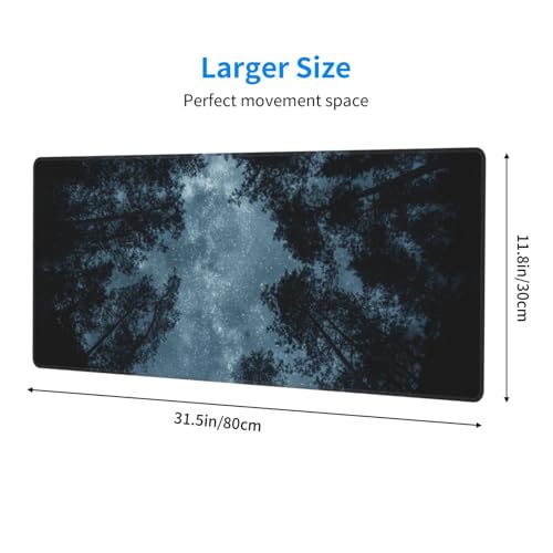 Night Sky Forest Mouse Pad XL Large Mousepad Non Slip Rubber Base Desk Mat for Laptop Computer Gaming 31.5" X 12" - color: Night Sky Forest