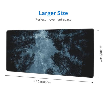 Night Sky Forest Mouse Pad XL Large Mousepad Non Slip Rubber Base Desk Mat for Laptop Computer Gaming 31.5" X 12" - color: Night Sky Forest
