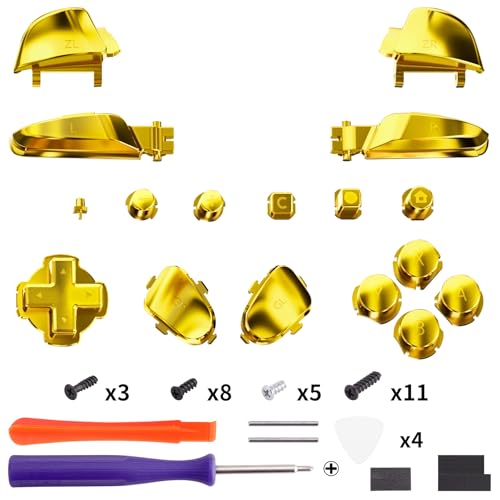 eXtremeRate DIY Replacement Full Set Buttons for Nintendo Switch 2 Pro Controller, Chrome Gold Custom ABXY Dpad + - Home Capture Power L R ZR ZL Triggers Sync GL GR Buttons for Switch 2 Pro Controller - color: Chrome Gold