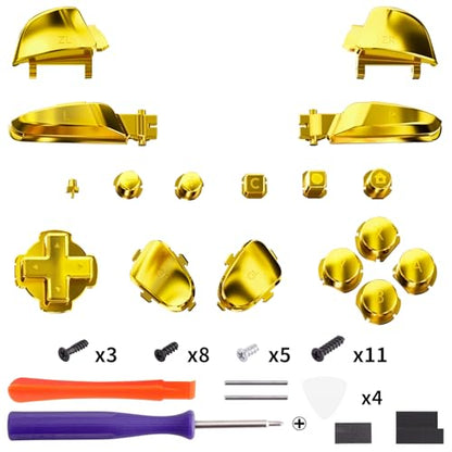 eXtremeRate DIY Replacement Full Set Buttons for Nintendo Switch 2 Pro Controller, Chrome Gold Custom ABXY Dpad + - Home Capture Power L R ZR ZL Triggers Sync GL GR Buttons for Switch 2 Pro Controller - color: Chrome Gold