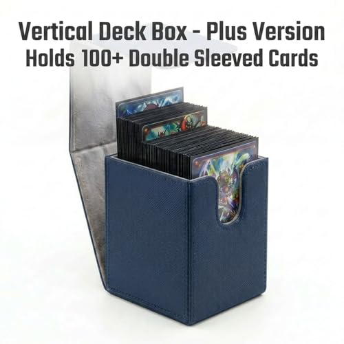 Dmoicols Vertical Deck Box Plus Version, Large Trading Card Case Fits 100+ Double Sleeved Cards, Premium Saffiano Leather TCG Storage for MTG Commander, Pokémon, TCG, CCG, Magnetic Closure-Navy Blue - color: VP Navy