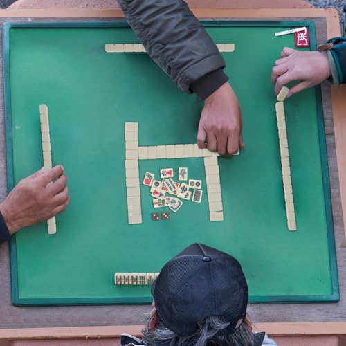 BESTOYARD Portable Mini Travel Mahjong Tile Set Chinese Mahjong Game with 146 Brown Carrying Case for Adult Beginner Players and Elderly, Travel-Friendly Family Gatherings and Leisure Activities