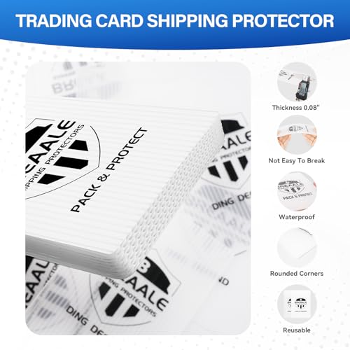 Trading Card Shipping Kit, Includes 100 4'' x 6'' Graded Card Shipping Protectors, 50 6'' x 8.7'' Envelope Bubble Mailers, 20M Painter’s Tape, 50 Cellophane Bags, PSA BGS CGC Slabs & Raw - color: 4'' x 6''