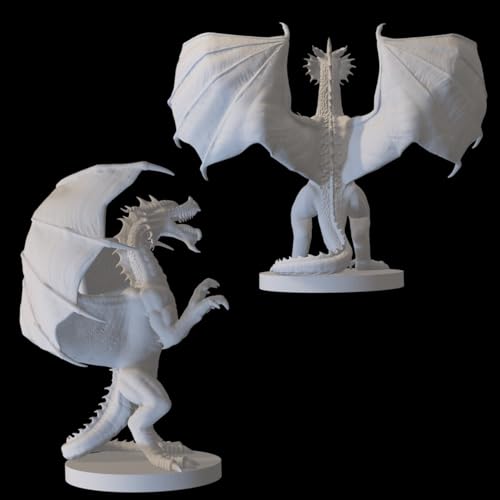 3D Printed Dragon Miniature for DND Pathfinder RPG Unpainted Resin 28mm-32mm (Red Dragon Wyrmling)