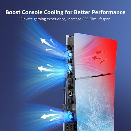 NexiGo PS5 Slim Silent Enhanced Cooling Fan with Adjustable Speed, Auto Power On/Off, with USB 3.0 Port, Efficient Cooling System for Both PS5 Slim Disc and Digital Editions - color: Black, style: PS5 Slim