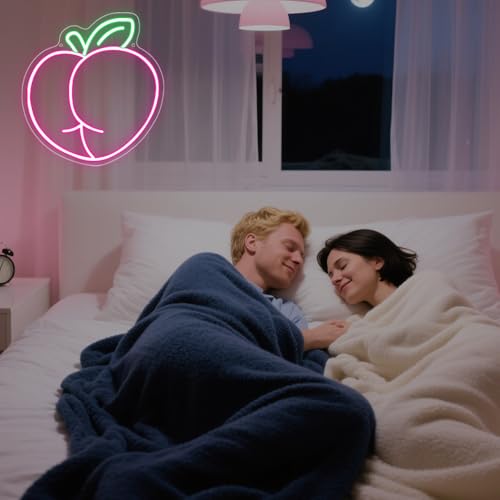 Peach LED Neon Light Sign, Pink Peach for Wall Decor Room Party Decorations Bar Pub Club Girls Bedroom Birthday Party Bathroom Decor Gifts USB Powered(12.6"*11.8") - style: Peach