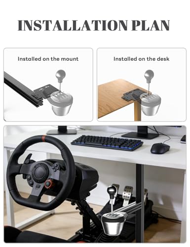 Desk/Chair Mount Bracket Plate for Racing Shifter, SIM Racing Game G25/27/29 T500 Windows 14 Bit Pc Usb Game Compatible with USB Handbrake,Logitech Driving Force Shifter,Thrustmaster TH8A Shifter & SIM Racing Games,Simagic DS-8x Sim/Fanatec ClubSport Raci