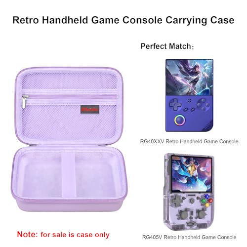 Elonbo Carrying Case for G350/ RG35XX Pro/ RG40XXV/ RG406V/ RG405V Retro Handheld Game Console, GiipGoop/ Voacle/ Anbernic Video Gaming Console Travel Storage Bag, Linux System Games Holder, Purple - color: Purple