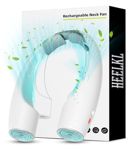 Heelkl AI Neck Fan, 4 Speeds Adjustable Portable Personal Fan Rechargeable, 4000 mAh Battery Faster Cooling Wearable Fan, Ultra Quiet for Home, Office, Travel, Outdoor - color: White