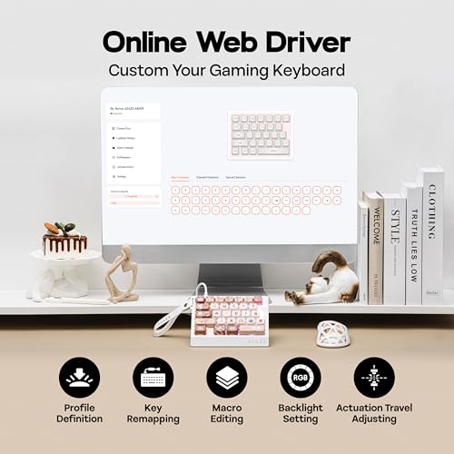 MechLands AJAZZ AK029 One Handed Gaming Keyboard, 8Khz Polling, 29 Keys Rapid Fast Wired Keyboard, SOCD & DKS, Magnetic Switch, Adjustable Actuation, RGB Backlits, Aluminum Plate (White Brown) - color: White Brown