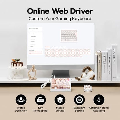 MechLands AJAZZ AK029 One Handed Gaming Keyboard, 8Khz Polling, 29 Keys Rapid Fast Wired Keyboard, SOCD & DKS, Magnetic Switch, Adjustable Actuation, RGB Backlits, Aluminum Plate (White Brown) - color: White Brown