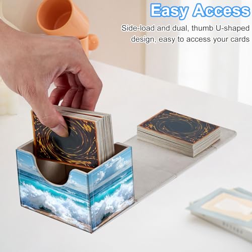 Ocean Wave Deck Box for MTG Commander | Holds 100+ Double-Sleeved Cards | Strong Magnetic TCG Card Case for Collectible Games - color: Ocean Wave