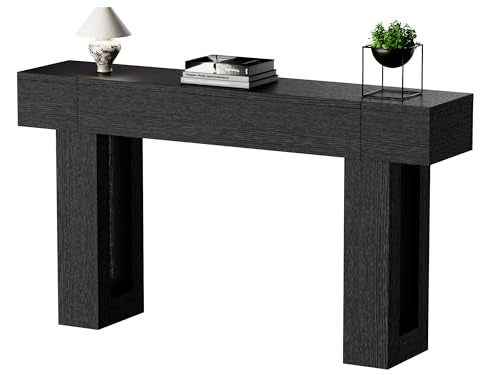 63 Inch Long Console Table, Narrow Rectangular Sofa Table Behind The Couch, Farmhouse Entryway Table for Entrance, Hallway, Living Room (Black) - color: Black, style: No Socket