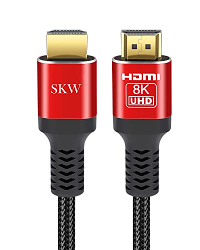 SKW 8K@60 Long HDMI Cable 16.4FT/5M, 48Gbps 2.1 High Speed Gaming HDMI Cord 4K120 144Hz RTX 3090 eARC HDCP 2.2&2.3 Compatible for PS5, SoundBar, AVR, UHD TV - size: 16.4ft/5m