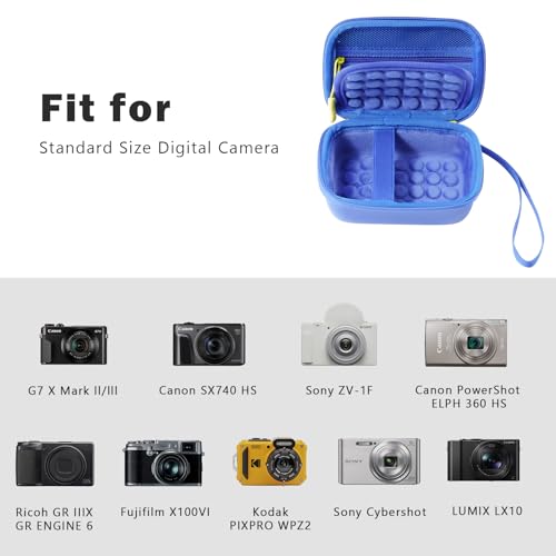 ProCase Hard Shell Digital Camera Case for Canon G7X Mark III Mark II, Sony Cybershot, PowerShot SX740, Ricoh GR III, Kodak Pixpro, Compact 4K Vlogging Small Cameras Travel Carrying Storage Bag -Blue - color: Blue