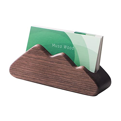 muso wood Business Card Holder for Desk 2 Pack (Walnut) | Wooden Display Business Card Stand for Office Tabletop - size: Walnut 2 Pack