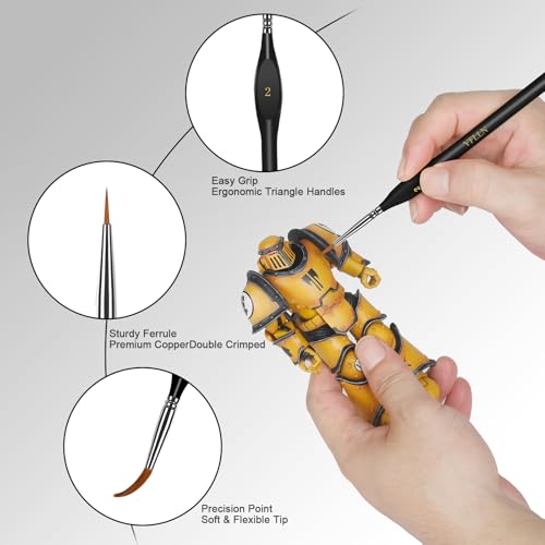 Miniature Paint Brushes, 15PCS Model Brushes Detail Paint Brush Set, Fine Detailing for Watercolor, Oil, Face, Acrylic, Nail, Line Drawing, Scale Model Painting（Black） - size: 15PCS
