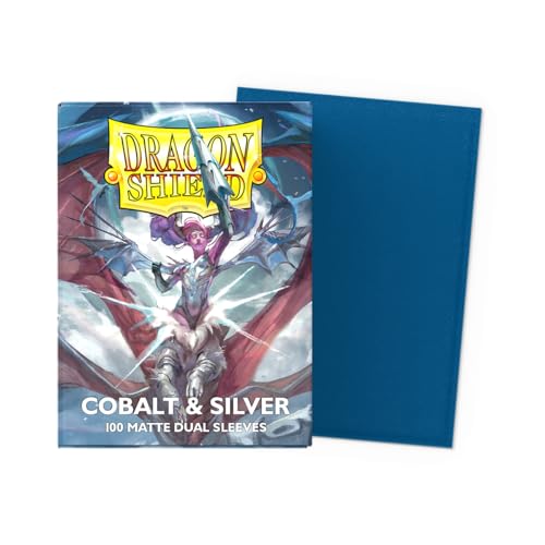 Dragon Shield | Matte Dual Standard Size Card Sleeves | 100 - Smooth & Tough Premium TCG Sleeves - Compatible with Pokemon, One Piece & Magic the Gathering | Cobalt & Silver - color: Cobalt & Silver