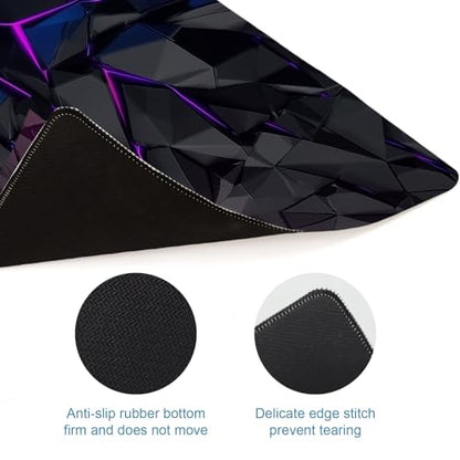 Gaming Mouse Pad, XL Extended Big Computer Mousepad, Large Mouse Pad for Desk with Non-Slip Rubber Base, Desk Mat, Keyboard Mat for PC, Office&Home, 31.5x11.8in, Geometric Neon - color: Geometry