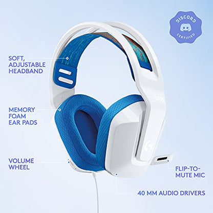 Logitech G335 Wired Gaming Headset with Flip to Mute Microphone - White | Flip to mute mic, 3.5mm audio jack, memory foam earpads, compatible with PC, PlayStation, Xbox, Nintendo Switch/Switch 2 - color: White, style: Wired