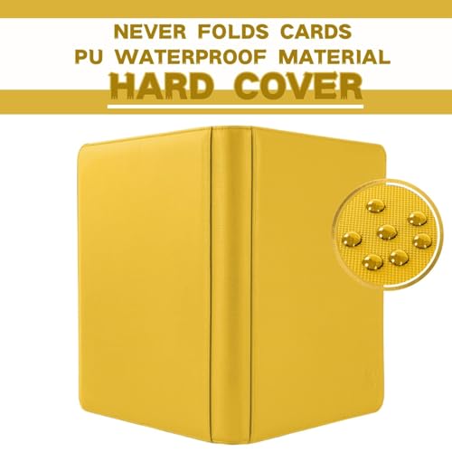 1000+ Pockets Trading Card Binder, 16-Pocket Card Ablum Compatible with MTG,Sports Cards & Other Standard Size Trading Cards (Yellow) - color: Yellow