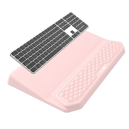 2-in-1 Ergonomic Keyboard Stand with Wrist Rest, Comfy Keyboard Riser Holder with Massage Design, Pink - color: Light Pink