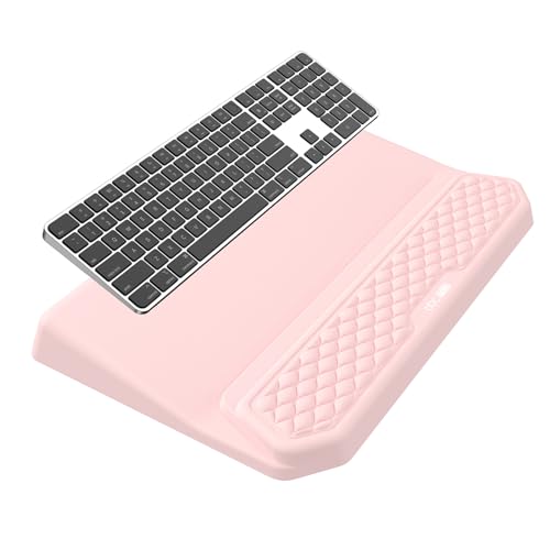 2-in-1 Ergonomic Keyboard Stand with Wrist Rest, Comfy Keyboard Riser Holder with Massage Design, Pink - color: Light Pink