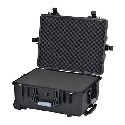 MEIJIA Rolling Waterproof Hard Protective Case, Hard Camera Case with Retractable Pull Handle and Wheels,Customizable Fit Foam Inserted, Black,24.64 X19.39 X13.78 inches - size: 24.64 X19.39 X13.78 inches