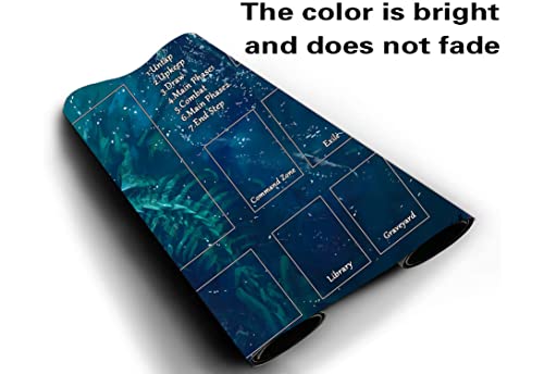 MTG Playmat, Game Play Mat for MTG TCG 24 x 14 inches Trading Card Inked Game Playmats with Storage Bag Smooth Rubber Surface Battle - color: Sea Dragon With Zones