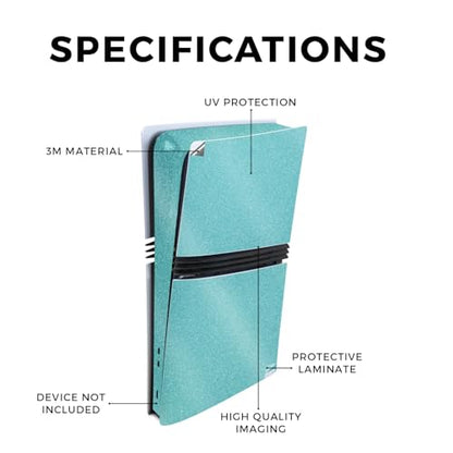 Glossy Glitter Gaming Skin Compatible with Sony PlayStation 5 PS5 Pro Console - Solid Turquoise - Premium 3M Vinyl Protective Wrap Decal Cover - Easy to Apply | Crafted in The USA by MightySkins