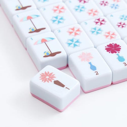 160 Pink Printed American Mahjong Game Set with Carrying Bag and Accessories, 1.2’’ Mahjong Tiles Set - style: 3-Pink