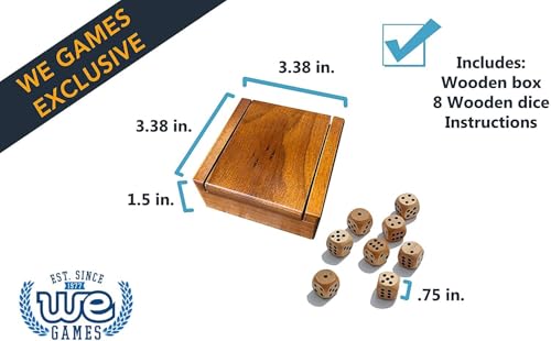 WE Games Wooden Dice Box with 8 Rounded Wooden Dice - Instructions for 10 Dice Games (Pack of 2) - size: 19mm (Pack of 2)