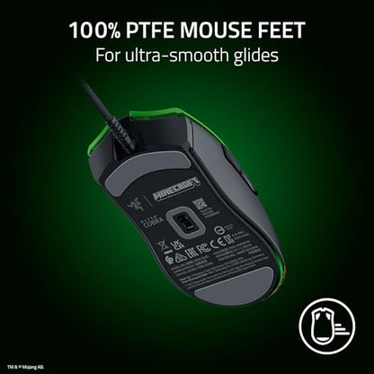 Razer Cobra Wired Gaming Mouse, 58g Lightweight, Minecraft Edition | Gen-3 Optical Switches, Chroma RGB Lighting Underglow, 8500 DPI Optical Sensor, 100% PTFE Mouse Feet, Speedflex Cable - color: Minecraft Edition