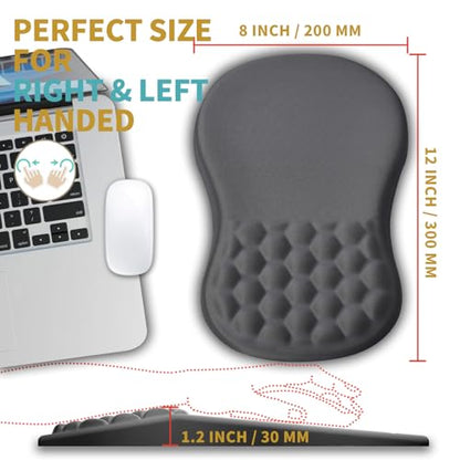 Hokafenle Ergonomic Mouse Pad Wrist Support with Massage Design, Wrist Rest Pain Relief Mousepad with Memory Foam&Non-Slip PU Base, Mouse Pads for Wireless Mouse & Desk (12x8 inch,Light Grey) - color: HK024-Dark Grey