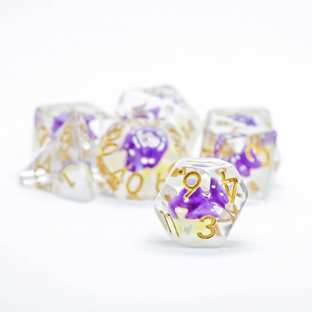 Sage's Portal Familiars and Reagents Resin DND Dice Set Polyhedral Dice Set for Dungeons and Dragons RPG Tabletop TTRPG (Purple Magic Shrooms) - color: Purple Magic Shrooms