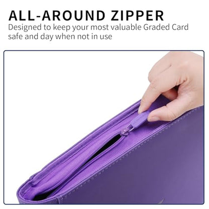 Snekdy premium 1024-pocket trading card binder, 16-pocket cards album, waterproof PU-leather Cover album with side loading, holds gaming, baseball, basketball & sports cards (Purple) - color: Purple