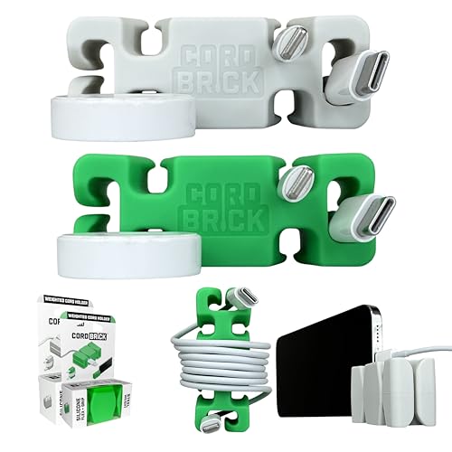 2PK Silicone + Steel Weighted Cord Holders for Nighstand, Cable Wraps for Travel, iPhone Accessories, Small Graduation Gifts for College Students, Guys, Men. Light/Green - color: (G) Green, size: Light Gray and