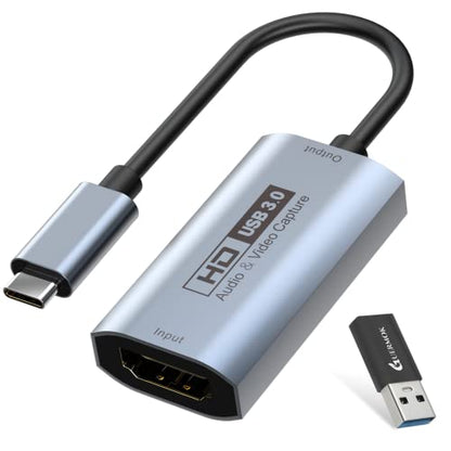 GUERMOK Video Capture Card, USB3.0 HDMI to USB-C Capture Device, 2K@30FPS | Stream & Record Gameplay at 1080P@60FPS, Compatible with Mac OS, Windows, Quest 3, OBS, Zoom, PS5/4, Switch, Xbox (Gray) - color: Gray