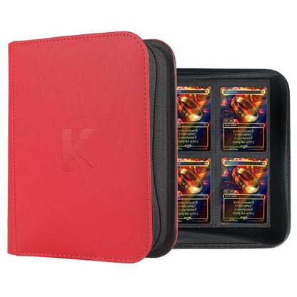 336 Card Binder, 4-Pocket Zipper Binder for Trading Cards, Side Loading Water-Resistant Album for MTG, TCG & Sports Cards (Red) - color: Card Binder 4 Pocket Red