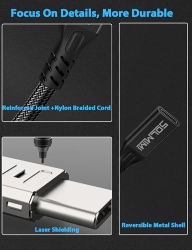 USB C Extension Cable 0.6FT, USB C Male to Female Extender 20Gbps 100W,4K | 4K@60Hz Video, Nylon Braided, Aluminum Alloy Shell, Reinforced joint, USB-C Extender for Laptop, Tablet, SSD, Monitor,phone - size: 0.65FT