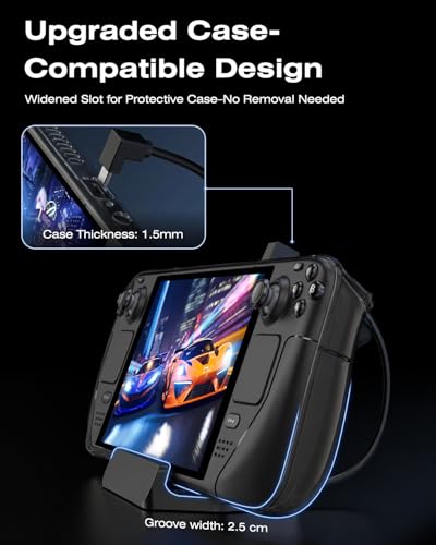 Steam Deck Dock, All-in-One Accessories Bundle for Steam Deck | 4K@60Hz Docking Station, 65W Fast Charger, USB C & HDMI Cable, Protective Case, Screen Protectors & Thumb Grips
