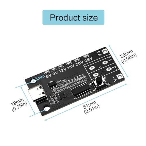 2PCS USB-C PD3.0/3.1 QC Trigger Module Female Input 5V 9V 12V 15V 20V 28V 5A Adjustable Voltage Power PD Sink Board Module Power Trigger with Indicator - style: 2 PCS
