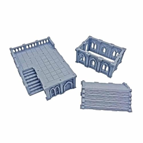 Medieval Miniature Building Terrain 14.9x11x11.7cm, Tabletop Gaming Diorama, PP Plastic Gray Model for RPG Wargame Scenery, Gifts for Collectors Hobbyists