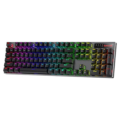 Redragon K556 PRO Upgraded Wireless RGB Gaming Keyboard, BT/2.4Ghz Tri-Mode Aluminum Mechanical Keyboard w/No-Lag Connection, Hot-Swap Linear Quiet Red Switch - color: Black PRO, size: Red Switch