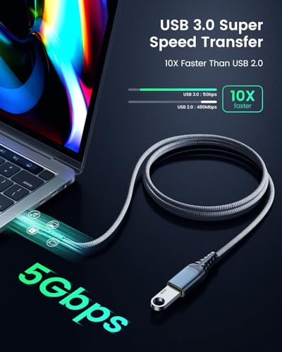 ANDTOBO 6.6FT USB Extension Cable, USB 3.0 Type A Male to Female Extender Cables High-Speed Data Transfer 5Gbps Compatible with Gamepad, Printer, Webcam, USB Keyboard, Flash Drive, Hard Drive - size: 6.6 ft